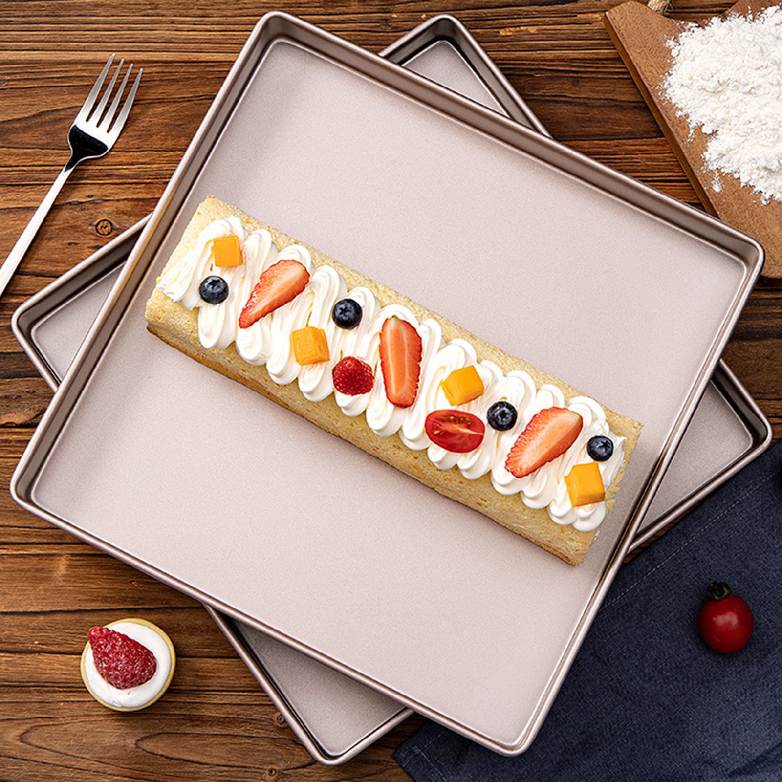 Ckraxd 11 Inch Gold Non Stick Cake Pan - 28cm Stainless Steel Baking Mould for Cakes, Cookies, Nougat - Easy Clean \u0026 Versatile Tool